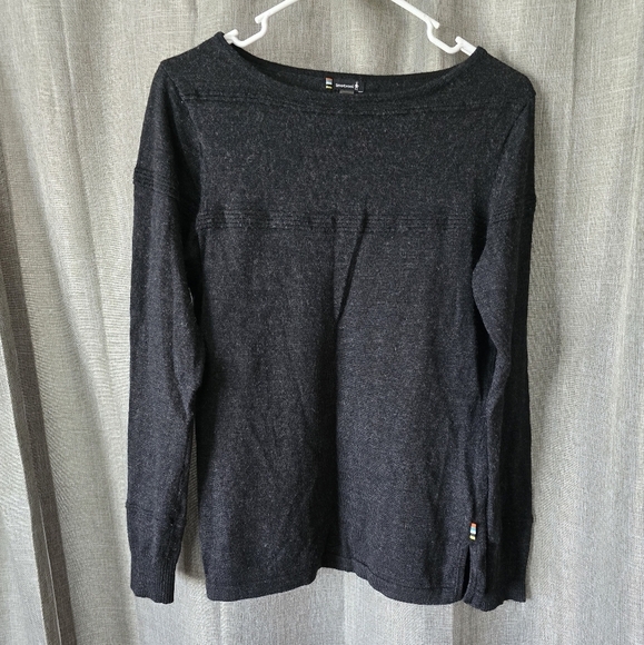 Smartwool Womens Black Ribbed Stripes Merino Wool Lightweight Sweater Size M - Picture 1 of 5